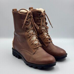 Sorel Phoenix Short Lace Lux Blush Boots Style 1877511257 Sheepskin Size 8.5 Brw